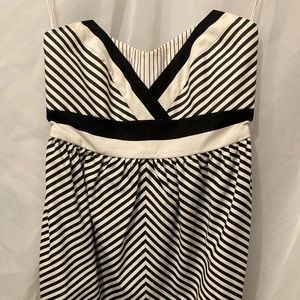 Alice + Olivia Black/White Striped Backless Dress